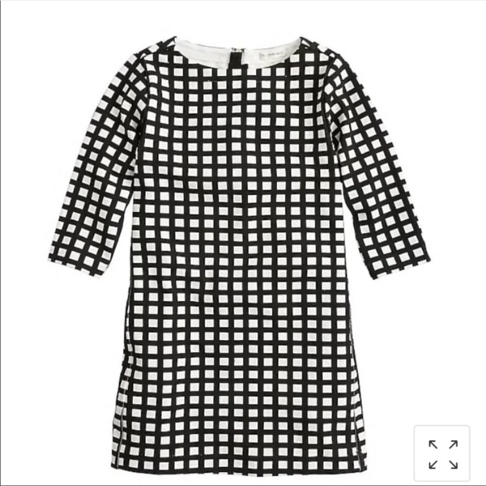 Crewcuts Jules Dress in ivory & black Windowpane print size 12